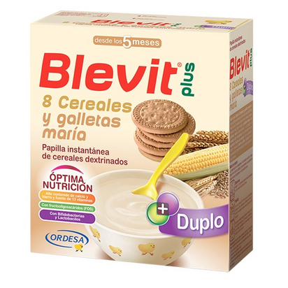 Blevit Plus Duplo 8 Cereais e Bolhacha María 600 gramas 5m+